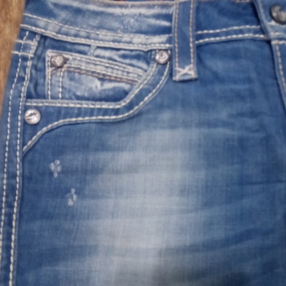 Rock Revival NWOT Jeans Women's 26 Boot Cut Faux Leather Pockets - Picture 3 of 9